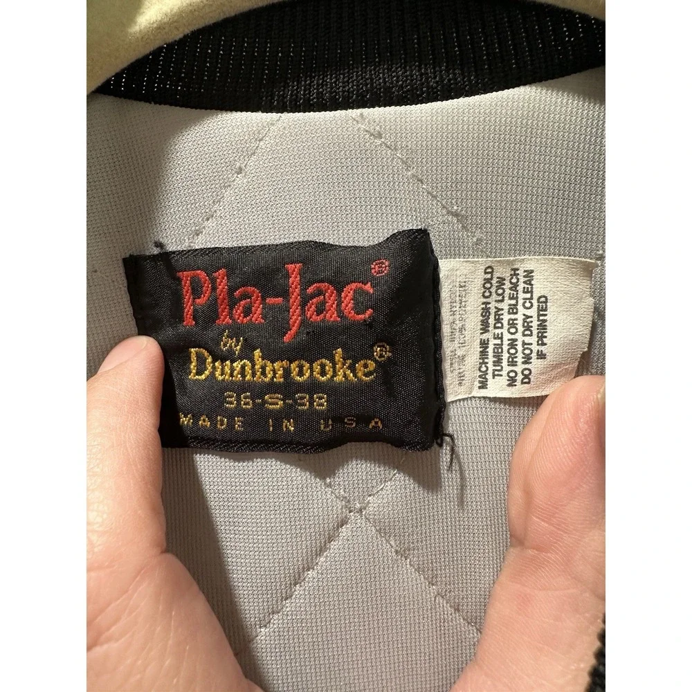 Vintage‎ MCI Women's Small Satin Bomber Jacket Retro Pla-Jaq By Dunbrooke